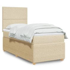 shumee vidaXL Posteľný rám boxspring s matracom krémový 90x190 cm látka