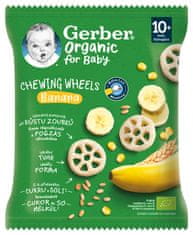 Gerber Organic chewing wheels chrumkavé kolieska s banánom 28 g