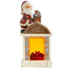 MAGIC HOME Santa s kozubom, 9 LED, 3xAA, keramika, 27,50x19x51 cm