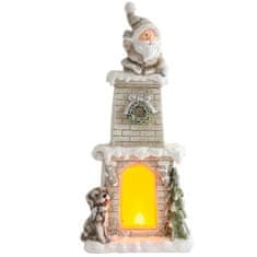 MAGIC HOME Santa v komíne, krb, 9 LED, 3xAAA, keramika