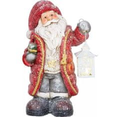 MAGIC HOME Santa s lampášom, LED, keramika, 26x18x42 cm