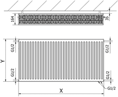 Mexen , Panelový radiátor Mexen CV33 600 x 700 mm, spodné pripojenie, 1634 W, biely - W633-060-070-00