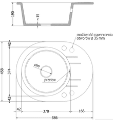 Mexen Kevin, granitový drez 586x458x190 mm, 1-komorový a drezová batéria Savita, biela, 6517-20-672601-20