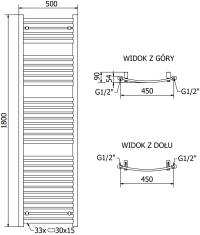 Mexen Helios, vykurovacie teleso 1800x500 mm, 850 W, antracitová, W103-1800-500-00-66