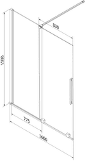 Mexen Velar, 2-krídlová posuvná vaňová zástena 160 x 150 cm, 8mm číre sklo, chrómový profil, 896-160-000-01-01