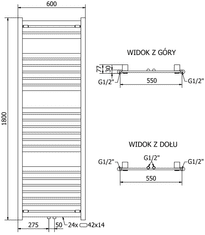 Mexen Uran, vykurovacie teleso 1800x600 mm, 923 W, antracitová, W105-1800-600-00-66