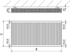 Mexen , panelový radiátor Mexen C22 900 x 1100 mm, bočné pripojenie, 2513 W, biely - W422-090-110-00