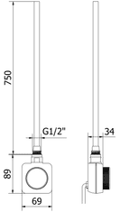 Mexen Ares, elektrické vykurovacie teleso 1500x600 mm + vykurovacia tyč 900 W, čierna, W102-1500-600-6900-70