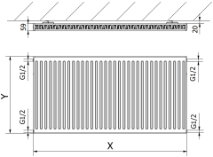 Mexen , panelový radiátor Mexen C11 500 x 600 mm, bočné pripojenie, 478 W, biely - W411-050-060-00