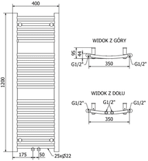 Mexen Ares, vykurovacie teleso 1200 x 400 mm, 442 W, biela, W102-1200-400-00-20