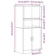 Petromila vidaXL Kuchynská skrinka dub artisan 57x41,5x131,5 cm kompozitné drevo