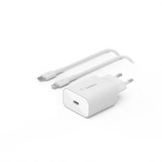 Belkin BOOST CHARGE 25W USB-C Power Delivery PPS nástenná nabíjačka + 1m USB-C na lightning kábel, biela