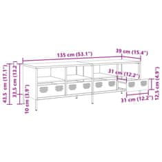 Vidaxl TV skrinka biela 135x39x43,5 cm oceľ valcovaná za studena