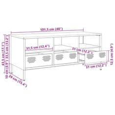 Vidaxl TV skrinka biela 101,5x39x43,5 cm oceľ valcovaná za studena