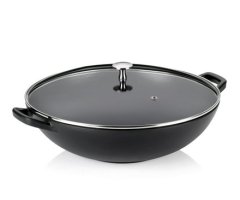 Kela Panvica WOK s pokrievkou KL-12475 liatinový CALIDO 36 cm čierna