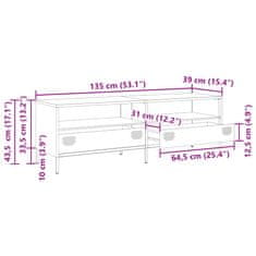 Vidaxl TV skrinka biela 135x39x43,5 cm oceľ valcovaná za studena