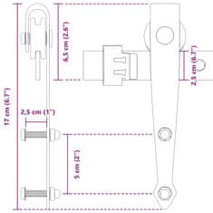 Vidaxl Kovanie na posuvné dvere skrinky 244 cm uhlíková oceľ