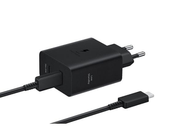 SAMSUNG Originálna rýchlonabíjačka EP-T5020XBE s káblom USB-C Dual 50W čierna