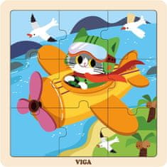 Viga Viga Drevené puzzle Lietadlo 9ks