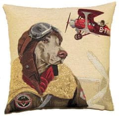 Dům Vánoc Gobelínová obliečka na vankúš Retro Dog pilot 45x45 cm