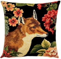 Dům Vánoc Gobelínová obliečka na vankúš Fox s kvetinovou výzdobou 45x45 cm