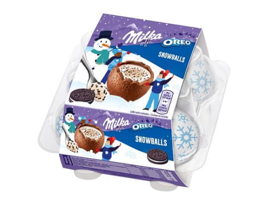 MILKA Snowballs Oreo mliečna čokoláda a kúsky Oreo sušienky 112g