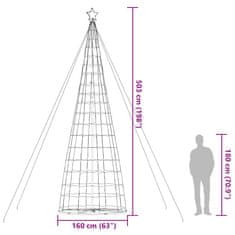 Vidaxl Vianočný stromček svetelný kužeľ 1534 LED studený biely 503 cm