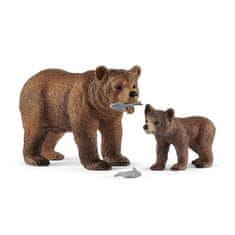 Schleich Wild Life 42473 Medveď grizzly – matka s mláďaťom