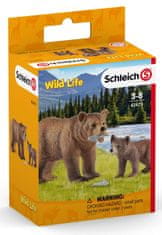 Schleich Wild Life 42473 Medveď grizzly – matka s mláďaťom