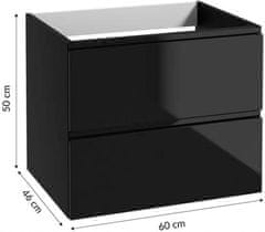 Deftrans Kúpeľňová skrinka čierna 60x50cm bez umývadlovej dosky