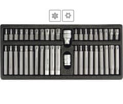 YATO Bity Torx (vŕtané) a Ribe (hranaté Torxy), sada 42 dielov, pre račne 3/8“ a 1/2&quot;, Yato