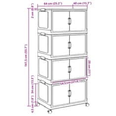 Vidaxl stohovateľný úložný box kolesami 4poschodový 75L 64x40x141,5 cm