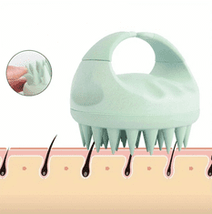 Camerazar Silikónová masážna a čistiaci kefka na pokožku hlavy - zelená