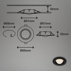 BRILONER BRILONER LED vstavané svietidlá sada, pr.9,5 cm, 3x LED, 3 W, 260 lm, čierna IP44 BRI 7056-035