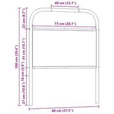 Vidaxl Čelo postele hnedý dub 75 cm oceľ a kompozitné drevo