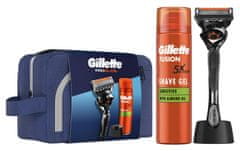 Gillette Cestovná Sada ProGlide Holiaci Strojček + Fusion Gél Na Holenie 200 ml + stojan