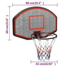 Vidaxl Basketbalová doska čierna 90x60x2 cm polyetén