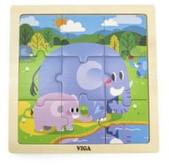 Wiky Viga Drevené puzzle slon 9ks