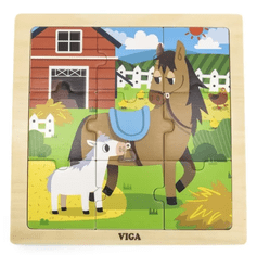 Viga Viga Drevené puzzle kôň 9ks