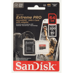 SanDisk Extreme PRO microSDXC 64GB + SD adaptér 200MB/s a 90MB/s A2 C10 V30 UHS-I U3