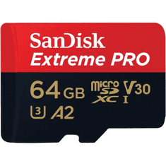 SanDisk Extreme PRO microSDXC 64GB + SD adaptér 200MB/s a 90MB/s A2 C10 V30 UHS-I U3