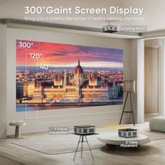 Smart Plus Android 4K LED projektor 800ANSI Full HD 1080P | Prenosný projektor domáceho kina s automatickým nastavením lichobežníka a 5G WiFi