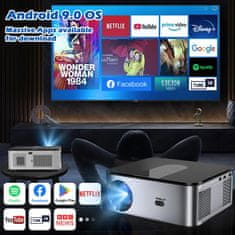 Smart Plus Android 4K LED projektor 800ANSI Full HD 1080P | Prenosný projektor domáceho kina s automatickým nastavením lichobežníka a 5G WiFi