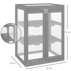 OUTSUNNY 3-Poschodový Skleníkový Chladiaci Rám Skleníkový Box S Dvoma Dverami Vyrobený Z Dreva A Polykarbonátu Odolný Voči Poveternostným Vplyvom Nosnosť Do 15 Kg (Na Policu) Tmavo Šedá 