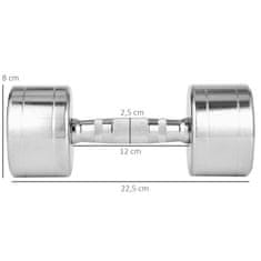 HOMCOM Činky Sada 2 2 X 5 Kg Kovových Činiek S Vrúbkovanou Rukoväťou, Protišmykové, Kompaktné, Strieborné, 22,5X8X8 Cm 