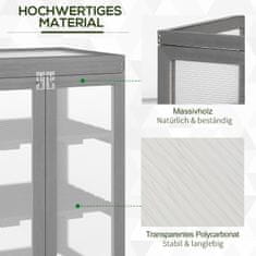 OUTSUNNY 3-Poschodový Skleníkový Chladiaci Rám Skleníkový Box S Dvoma Dverami Vyrobený Z Dreva A Polykarbonátu Odolný Voči Poveternostným Vplyvom Nosnosť Do 15 Kg (Na Policu) Tmavo Šedá 