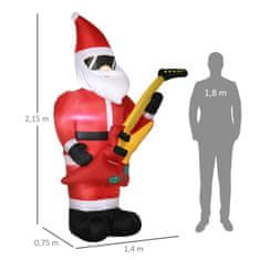 OUTSUNNY 215 Cm Nafukovací Santa Claus S Elektrickou Gitarou Nafukovacie Vianočné Osvetlenie Led Samonafukovacia Vianočná Dekorácia Vodotesná 