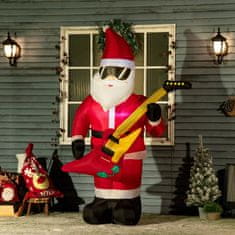 OUTSUNNY 215 Cm Nafukovací Santa Claus S Elektrickou Gitarou Nafukovacie Vianočné Osvetlenie Led Samonafukovacia Vianočná Dekorácia Vodotesná 