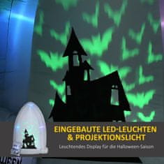 HOMCOM 210Cm Náhrobný Kameň Halloweenska Dekorácia Nafukovací Náhrobný Kameň S Led Svetelnou Projekciou A Fúkačom Nafukovacia Halloweenska Dekorácia Ip44 Vodotesná 