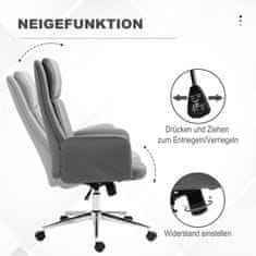 VINSETTO Kancelárske Kreslo Ergonomické Otočné Kreslo S Funkciou Kolísania, Otočné O 360°, Výškovo Nastaviteľné, Pu, Nosnosť Do 120Kg, Sivá, 65X72X108-118Cm 